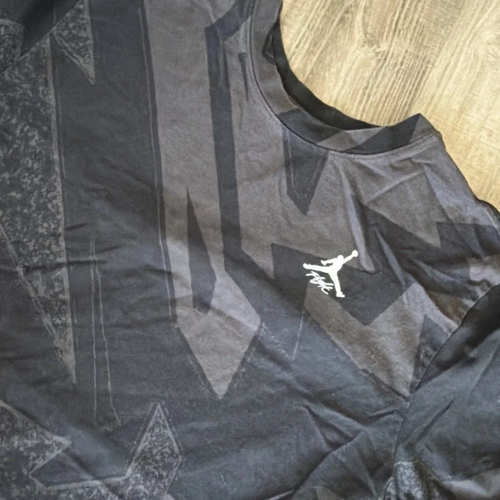 Jordan Shirt Mens L Black Gray Flight All Over Print Graphic Nike Air Jumpman